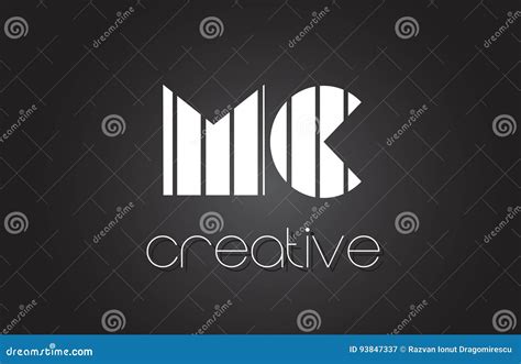 MC M C Letter Logo Design with White and Black Lines. Stock Vector - Illustration of logotype ...