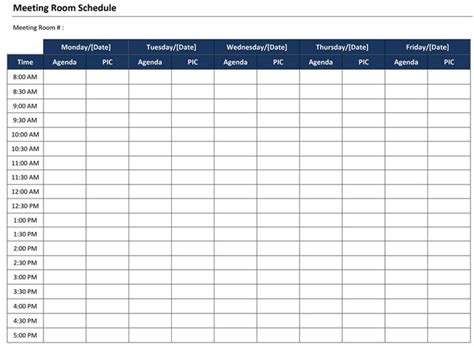 Conference Room Scheduling Calendar Excel Template | Excel calendar, Schedule template, Excel ...