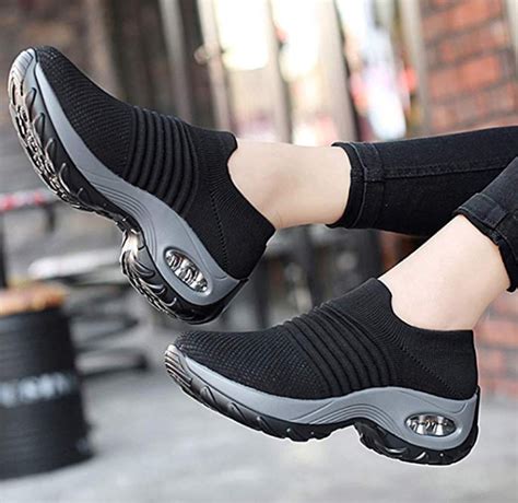 Women's Walking Shoes Sock Sneakers - Mesh Slip On Air Cushion Lady Girls Modern Jazz Dance Easy ...