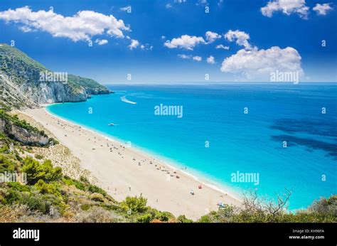 Milos beach on Lefkada island, Greece. Milos beach near the Agios Nikitas village on Lefkada ...