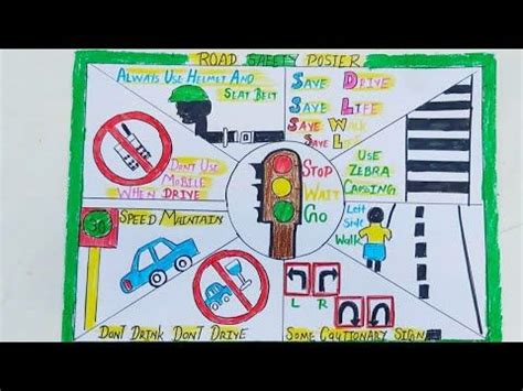 Road Safety day poster Drawing|Road Safety Day easy Drawing|Road Safety ...