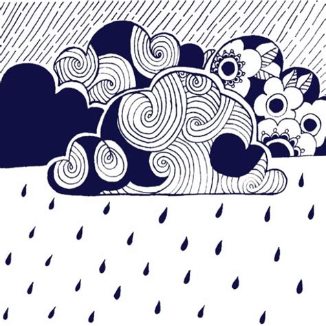 Rain cloud line drawing design illustration | Cloud drawing, Doodle art ...