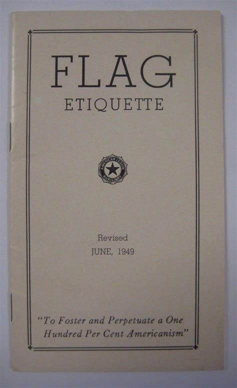 Vintage 1949 FLAG ETIQUETTE Booklet Book American Legion Auxiliary United States | #1829723223