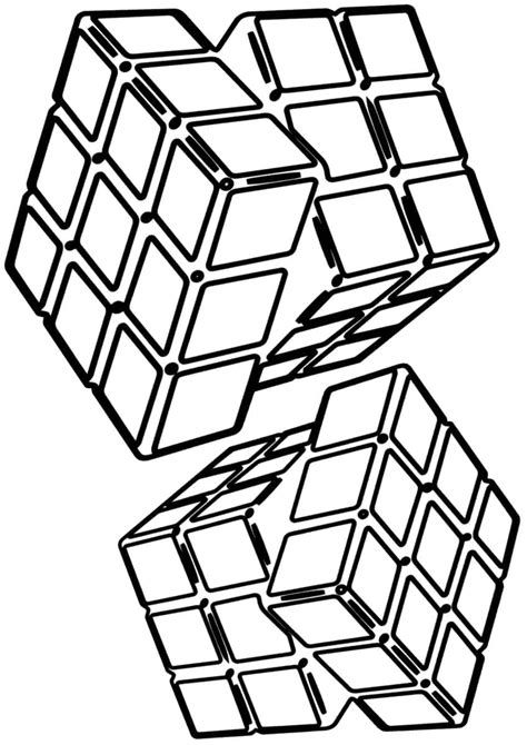 Two Rubik's Cubes coloring page - Download, Print or Color Online for Free