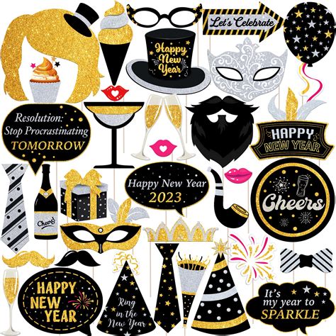 Buy New Years Photo Booth Props 2023 - Pack of 35, Happy New Years Decorations | New Years Eve ...