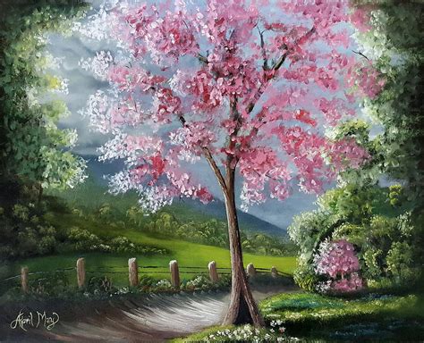 Pink Tree of Spring Painting by April May | Fine Art America