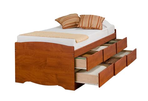 Prepac Cherry Tall Twin Captain’s Platform Storage Bed with 6 Drawers