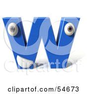 Royalty-Free (RF) Clipart Illustration of a 3d Blue Letter W With Eyes And A Mouth by Julos #54673