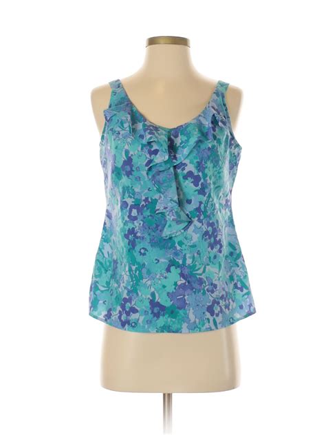 Ann Taylor LOFT Outlet Sleeveless Blouse: Size 4.00 Blue Women's Tops ...