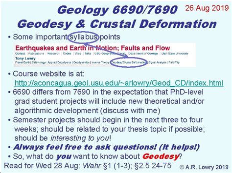 Geology 66907690 26 Aug 2019 Geodesy Crustal Deformation