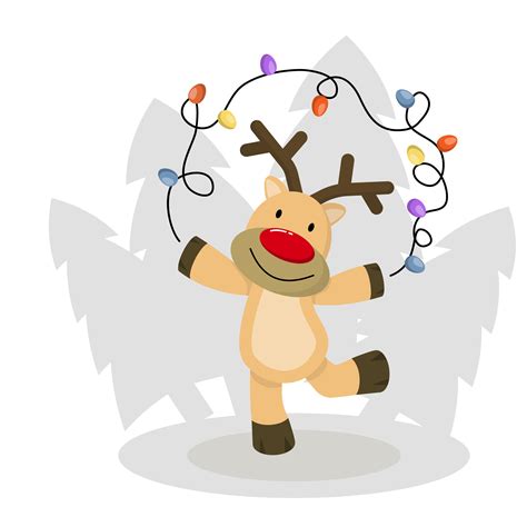 Cute christmas deer . Funny cartoon deer with decorative lights. 4807607 Vector Art at Vecteezy