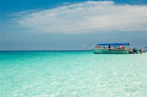 Clear Ocean Maldives Water Under Blue Sky with Boat Stock Photo - Image of journey, background ...