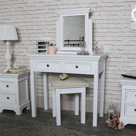 White Dressing Table Set with Pair of Bedsides Chests - Daventry White Range #interio… | White ...