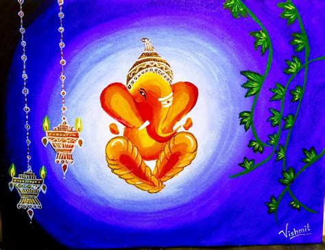 Easy Ganesha Acrylic Painting