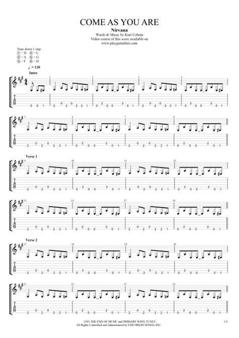 Come as You Are Tab by Nirvana (Guitar Pro) - Rhythm Guitar by Play ...