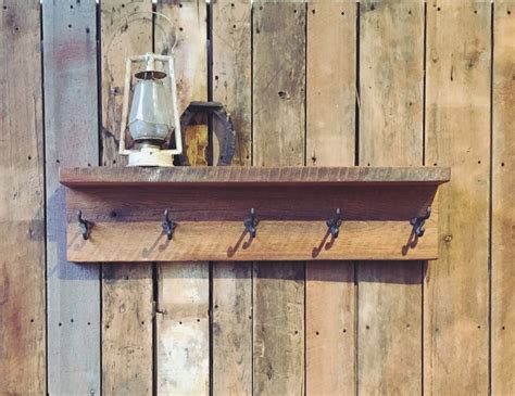 Reclaimed Wood Coat Rack with Shelf / Barn Wood Coat Hanger