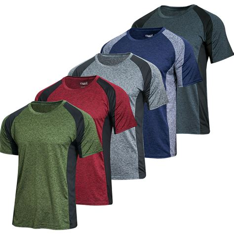 Real Essentials - 5 Pack: Men’s Dry-Fit Moisture Wicking Active ...