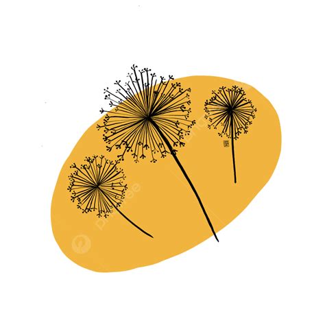 Yellow Dandelion Hd Transparent, Simple Dandelions Drawing With Yellow ...