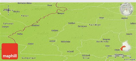 Physical Panoramic Map of Firozpur