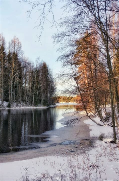 River - | Winter landscape, Winter painting, Scenery