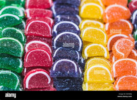 Multicolored marmalade on store shelves Stock Photo - Alamy