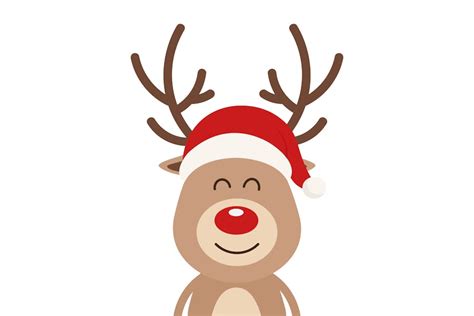 Christmas Cute Reindeer Close Up Vector isolated - Design Template Place