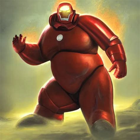 Full body photo of morbidly obese ironman, he has eyes | Stable Diffusion | OpenArt