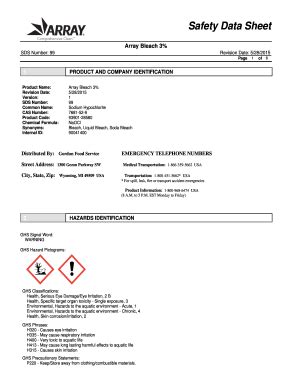 Array Bleach Sds - Fill and Sign Printable Template Online