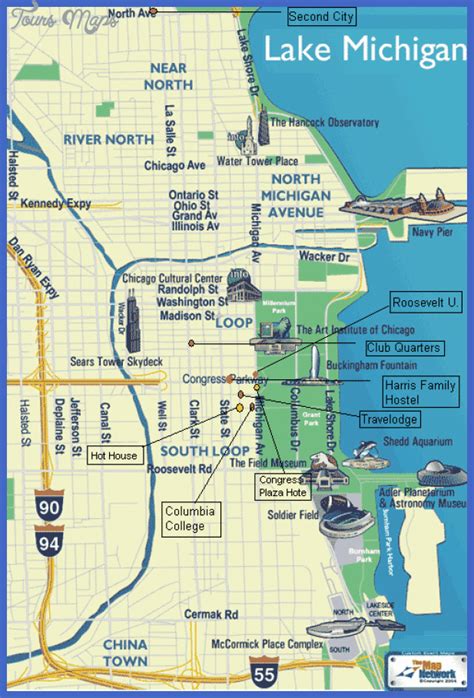 Chicago Map Tourist Attractions - ToursMaps.com