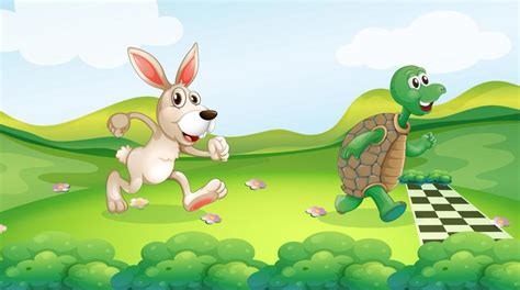 Rabbit and turtle in the race 684557 Vector Art at Vecteezy