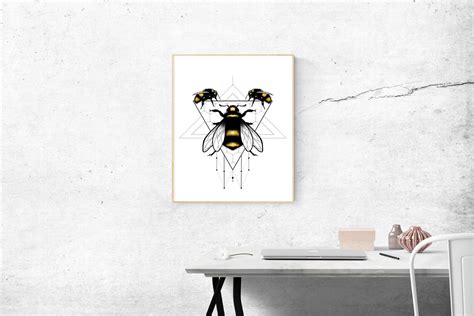 Bee Art Print Bee Decor Printable Wall Art Instant Download Bee Artwork ...