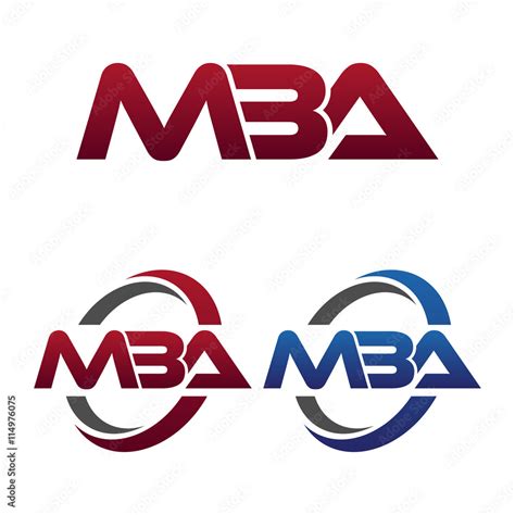 Modern 3 Letters Initial logo Vector Swoosh Red Blue mba Stock Vector | Adobe Stock