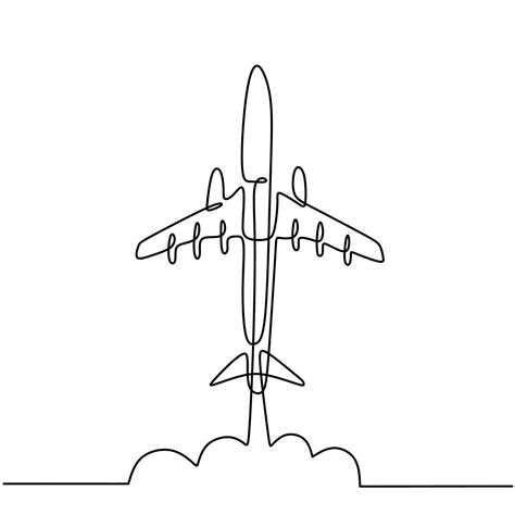 One line drawing a plane. The passenger plane flight in the sky ...