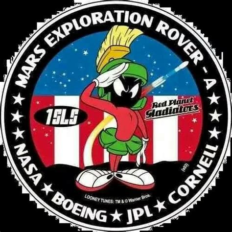 The launch patch for the Spirit Mars Rover, featuring Marvin the Martian. New Looney Tunes ...