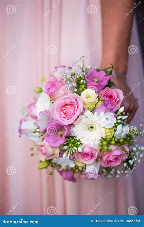 Nosegay Wedding Floral Pink Flower Rose Bride Stock Photo - Image of ...