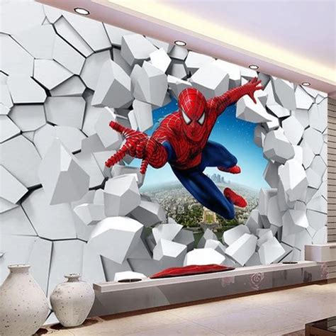 Custom-Self-Adhesive-Wallpaper-3D-Cartoon-Broken-Wall-Photo-Murals-Living-Room-Kids-Bedroom ...