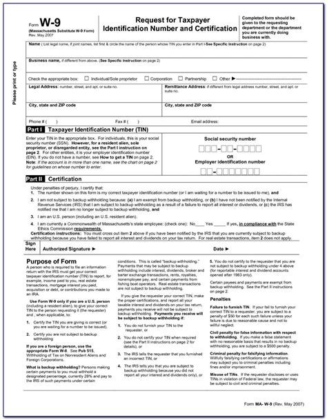 Blank W 9 Form Printable Online