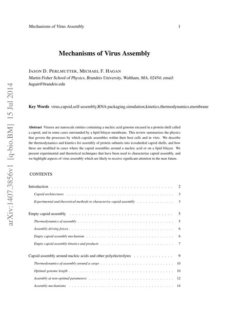 (PDF) Mechanisms of Virus Assembly