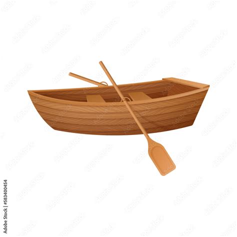 Wooden boat isolated on a white background. Vector illustration. Stock ...