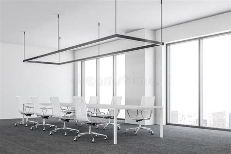 White Ultra Modern Office Meeting Room Side View Stock Illustration ...