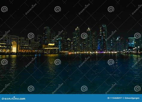 Night view of Dubai editorial photography. Image of dollar - 115468697