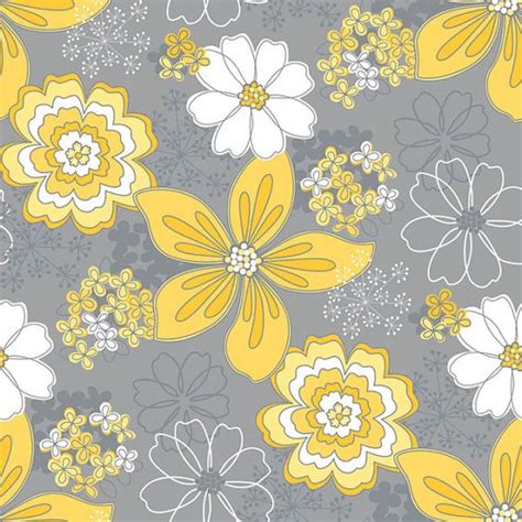 grey flower and yellow dot fabric | Gray and Yellow Floral Fabric Gray Matters Camelot by ...