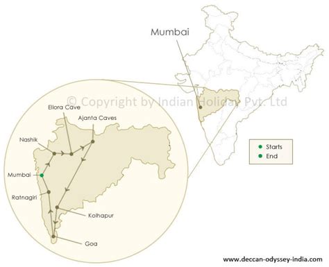 Route Map of the Deccan Odyssey train Tour