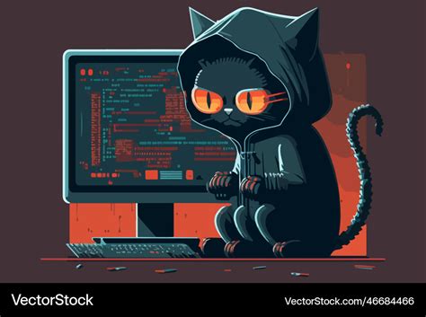 Cat hacker Royalty Free Vector Image - VectorStock