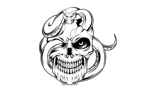 Premium Vector | Skull venom snake hand drawing illustration