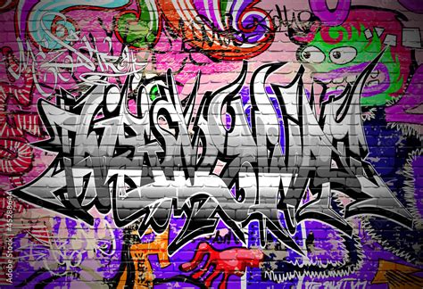 Graffiti vector art. Urban wall with spray paint Stock Vector | Adobe Stock