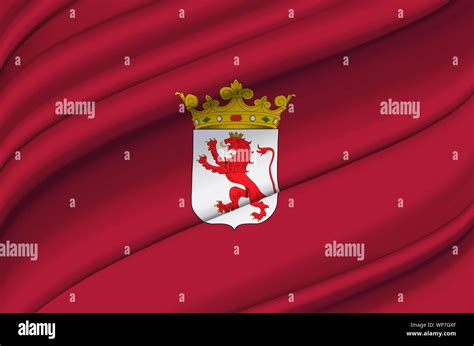 Leon waving flag illustration. Regions and cities of Spain. Perfect for ...