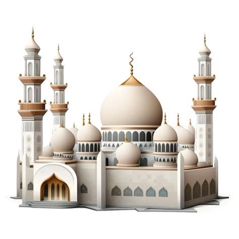 3d Mosque White Gold Islamic Perspective 21732261 PNG