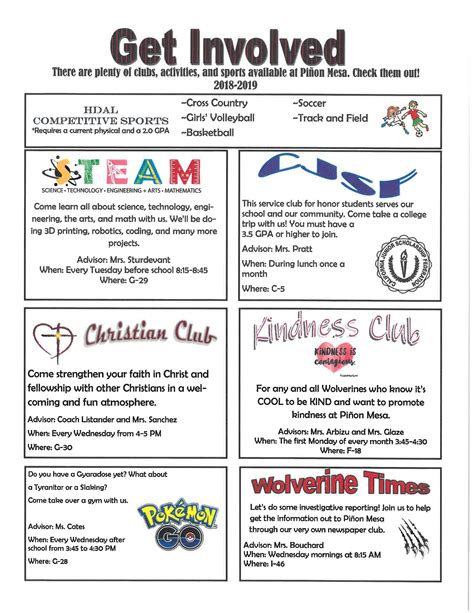 Clubs/Activities – Students – Pinon Mesa Middle School