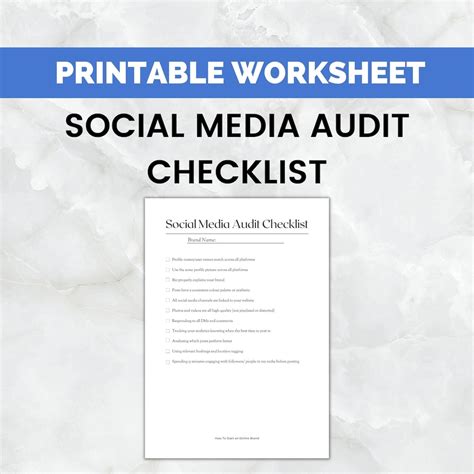 Social Media Audit Checklist, Printable Workbook Fo Social Media Audit - Etsy